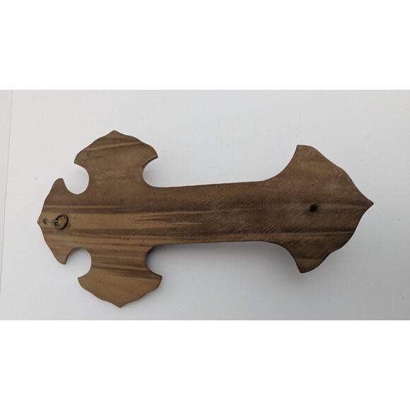 Catholic Holy Water Cross Christ Crucifix Wood Metal Wall Decor Religious France - Picture 4 of 4